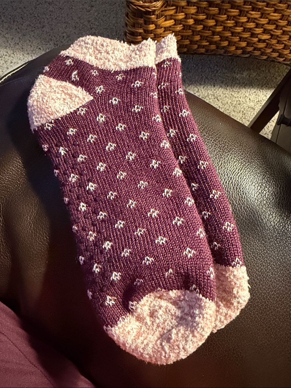 NWOT Cozy Purple Ankle Socks with Pink Accents